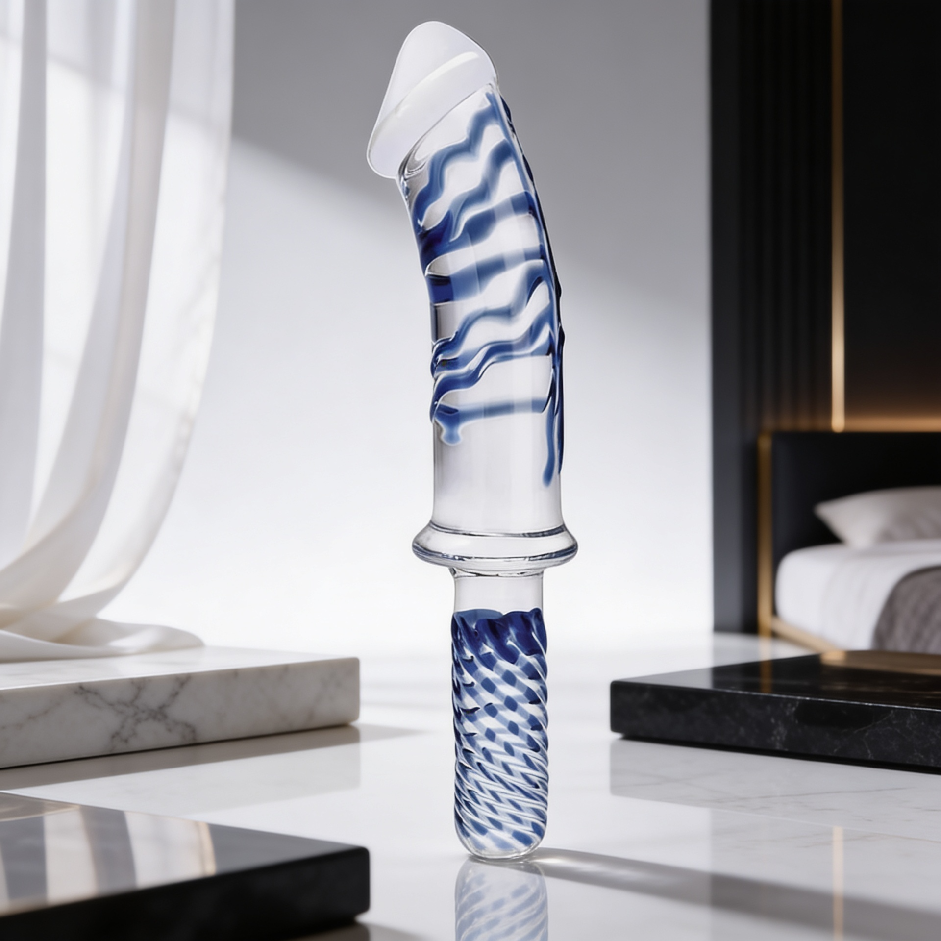Glas 11 in. Realistic Double Ended Glass Dildo with Handle