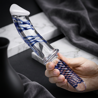 Glas 11 in. Realistic Double Ended Glass Dildo with Handle