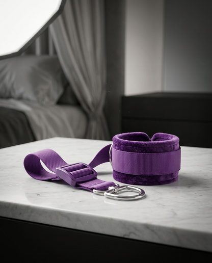Lux Fetish 7-Piece Bed Spreader Playful Restraint System Purple