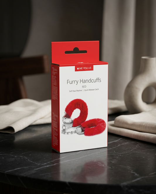 Me You Us Furry Handcuffs Red