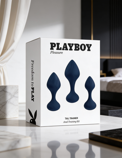 Playboy Tail Trainer 3-Piece Silicone Anal Plug Training Kit Navy