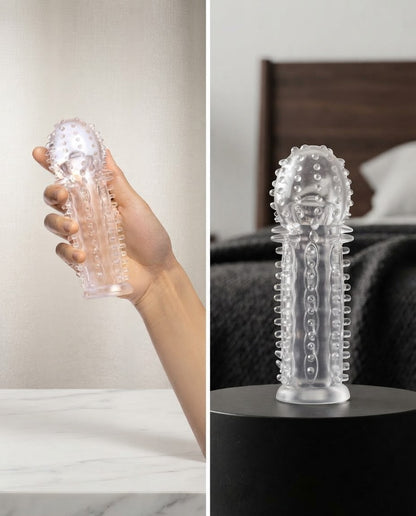 Su 1.5 In. See-thru Textured Penis Extender W/ Ball Loop