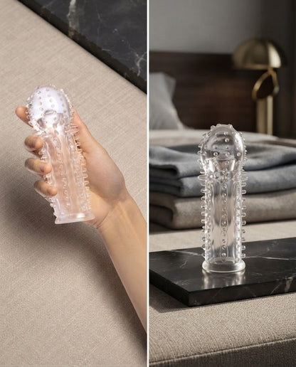 Su 1.5 In. See-thru Textured Penis Extender W/ Ball Loop
