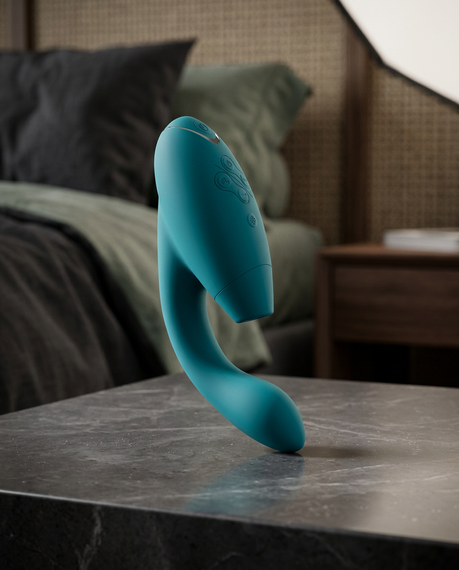 Womanizer Duo 2 Rechargeable Dual Stimulation Pleasure Air and G-Spot Vibrator Petrol