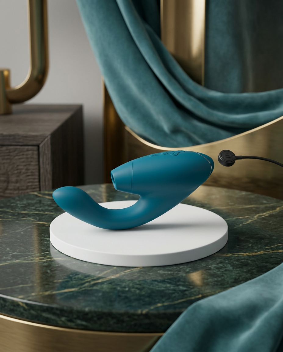 Womanizer Duo 2 Rechargeable Dual Stimulation Pleasure Air and G-Spot Vibrator Petrol