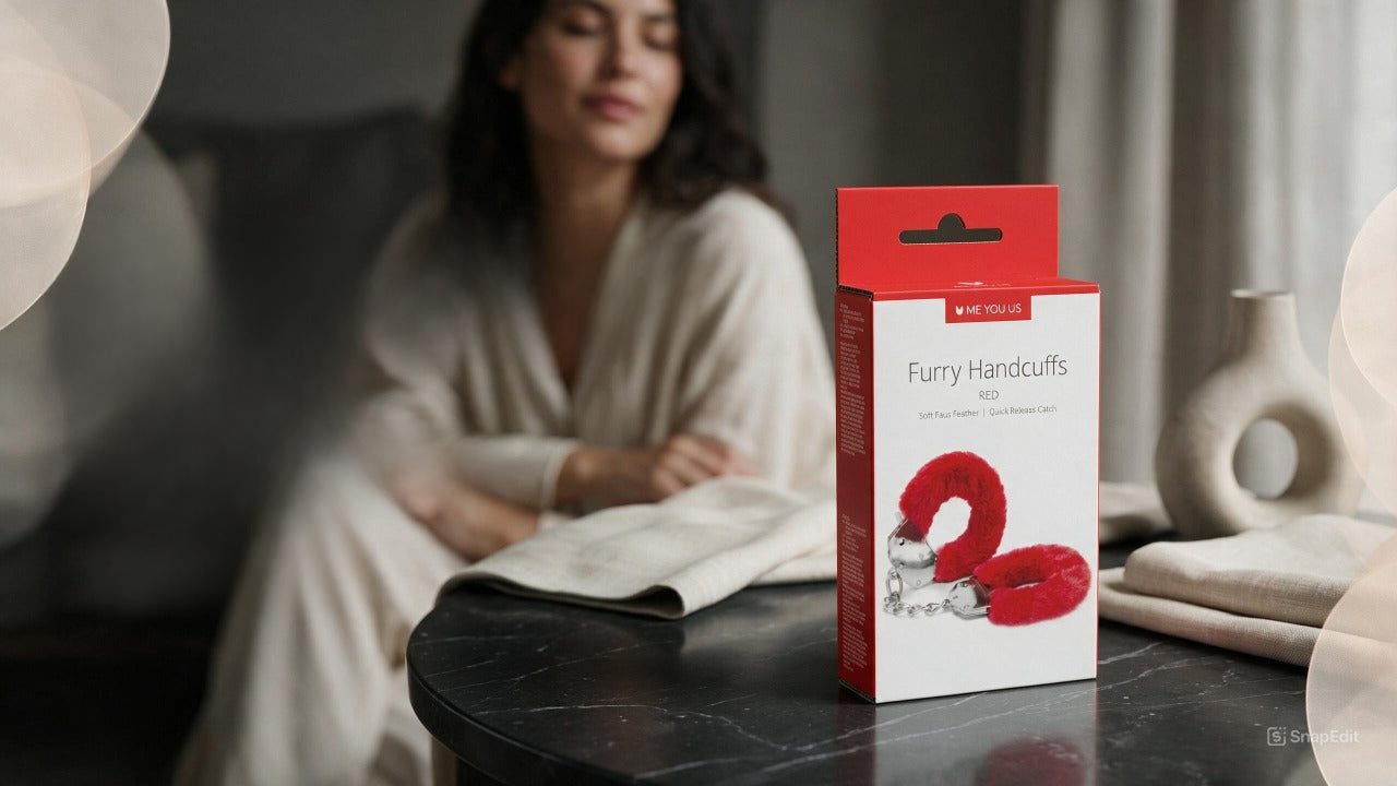 Me You Us Furry Handcuffs Red